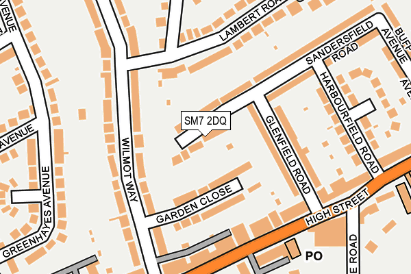 SM7 2DQ map - OS OpenMap – Local (Ordnance Survey)