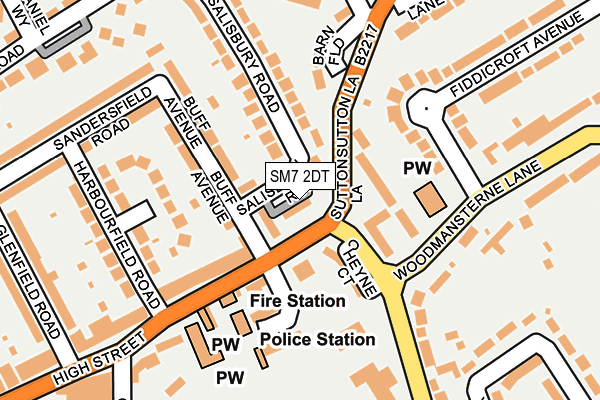 SM7 2DT map - OS OpenMap – Local (Ordnance Survey)