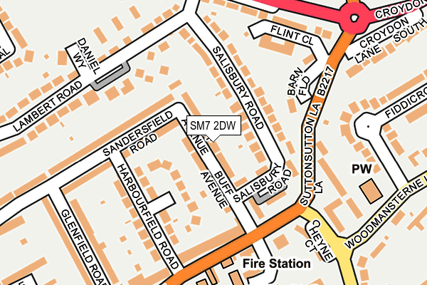 SM7 2DW map - OS OpenMap – Local (Ordnance Survey)