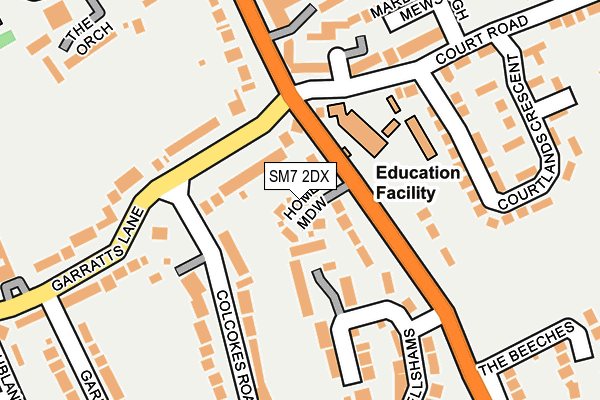 SM7 2DX map - OS OpenMap – Local (Ordnance Survey)