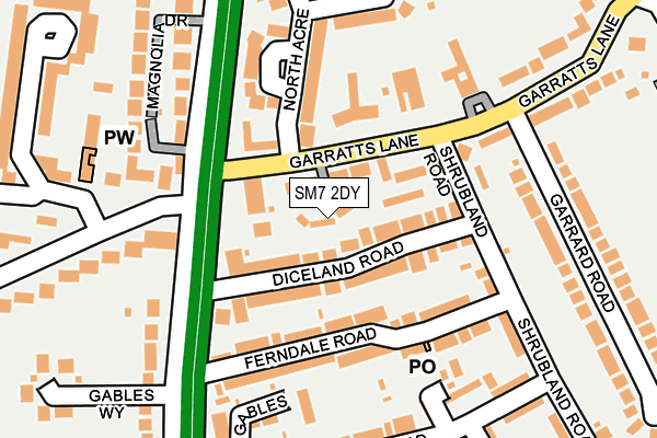SM7 2DY map - OS OpenMap – Local (Ordnance Survey)