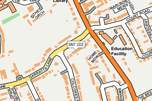 SM7 2DZ map - OS OpenMap – Local (Ordnance Survey)