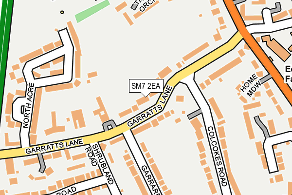 SM7 2EA map - OS OpenMap – Local (Ordnance Survey)