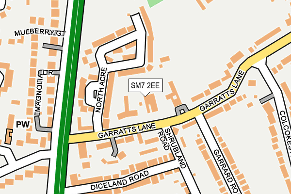 SM7 2EE map - OS OpenMap – Local (Ordnance Survey)