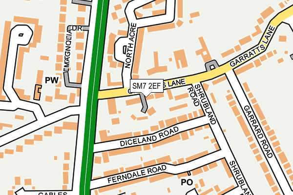 SM7 2EF map - OS OpenMap – Local (Ordnance Survey)