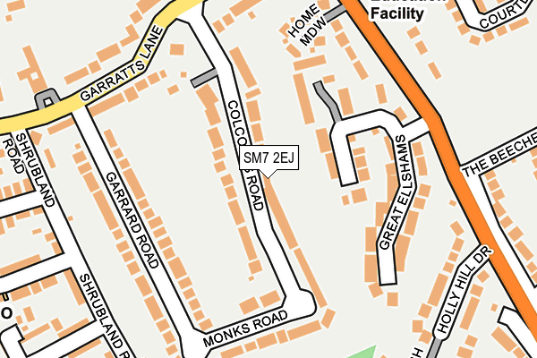 SM7 2EJ map - OS OpenMap – Local (Ordnance Survey)