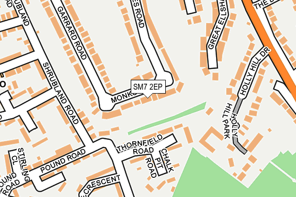 SM7 2EP map - OS OpenMap – Local (Ordnance Survey)