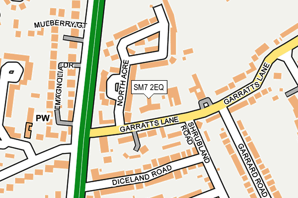 SM7 2EQ map - OS OpenMap – Local (Ordnance Survey)
