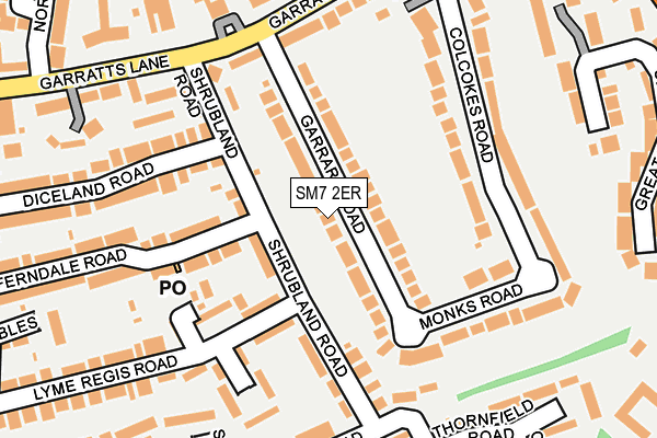 SM7 2ER map - OS OpenMap – Local (Ordnance Survey)