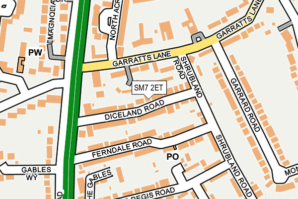 SM7 2ET map - OS OpenMap – Local (Ordnance Survey)