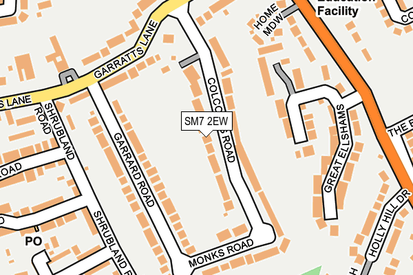 SM7 2EW map - OS OpenMap – Local (Ordnance Survey)