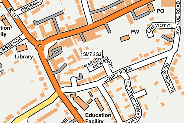 SM7 2GJ map - OS OpenMap – Local (Ordnance Survey)