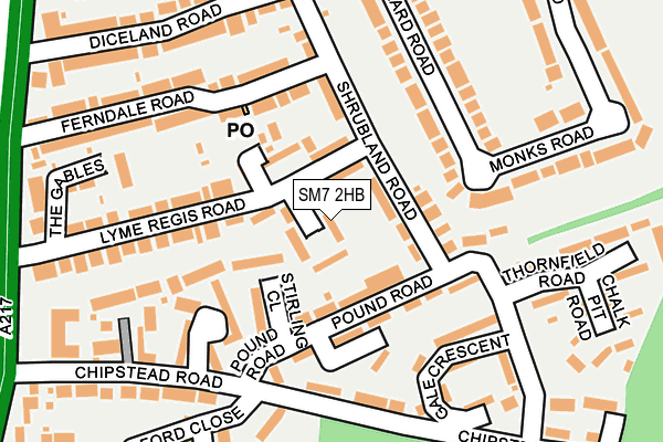 SM7 2HB map - OS OpenMap – Local (Ordnance Survey)