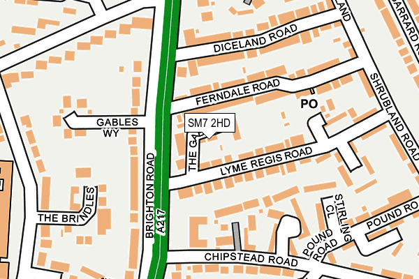 SM7 2HD map - OS OpenMap – Local (Ordnance Survey)