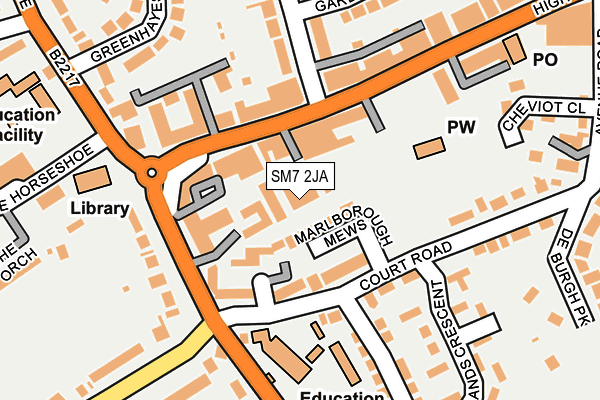 SM7 2JA map - OS OpenMap – Local (Ordnance Survey)