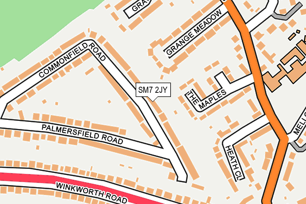 SM7 2JY map - OS OpenMap – Local (Ordnance Survey)