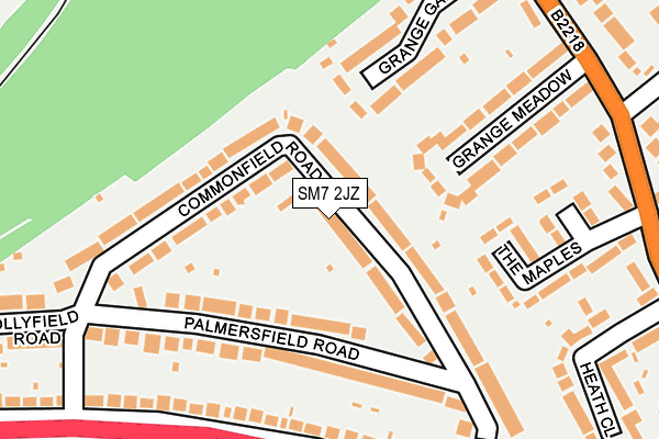 SM7 2JZ map - OS OpenMap – Local (Ordnance Survey)