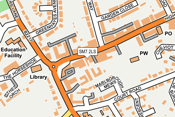 SM7 2LS map - OS OpenMap – Local (Ordnance Survey)