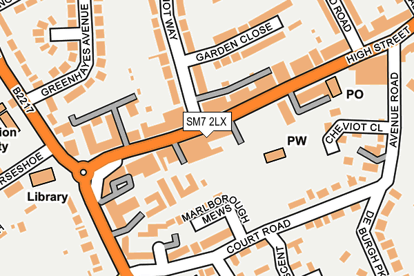 SM7 2LX map - OS OpenMap – Local (Ordnance Survey)