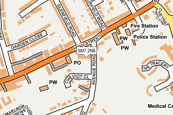 SM7 2NB map - OS OpenMap – Local (Ordnance Survey)