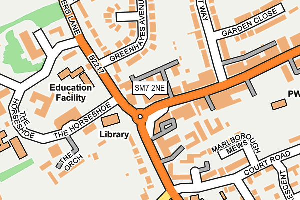 SM7 2NE map - OS OpenMap – Local (Ordnance Survey)