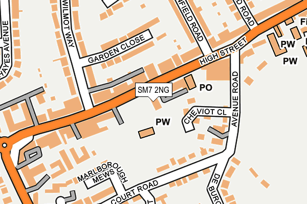 SM7 2NG map - OS OpenMap – Local (Ordnance Survey)