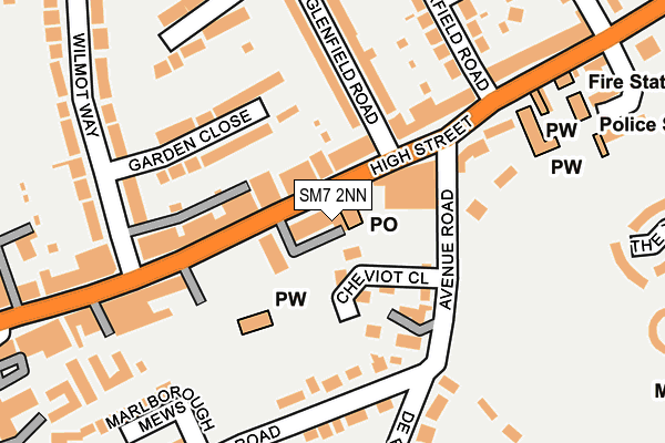 SM7 2NN map - OS OpenMap – Local (Ordnance Survey)
