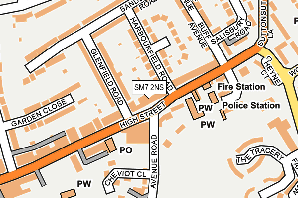 SM7 2NS map - OS OpenMap – Local (Ordnance Survey)