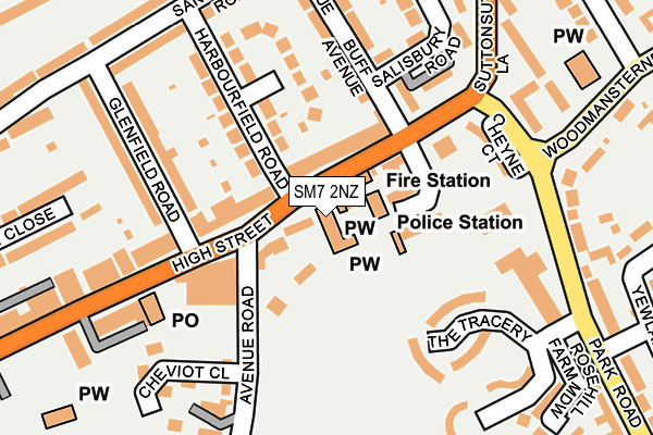 SM7 2NZ map - OS OpenMap – Local (Ordnance Survey)