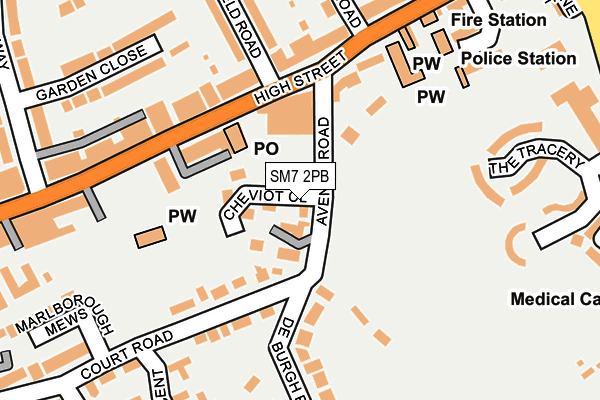 SM7 2PB map - OS OpenMap – Local (Ordnance Survey)