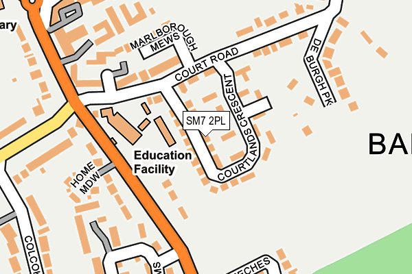 SM7 2PL map - OS OpenMap – Local (Ordnance Survey)