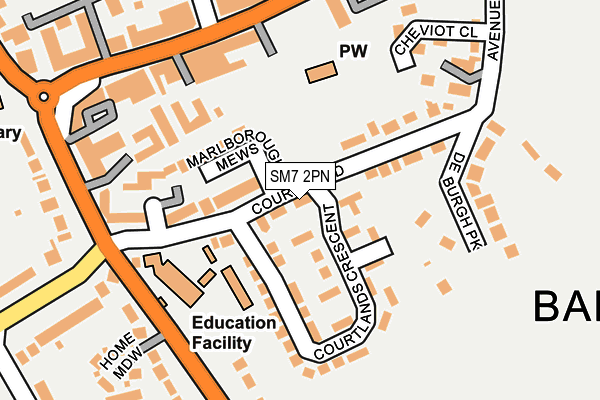 SM7 2PN map - OS OpenMap – Local (Ordnance Survey)