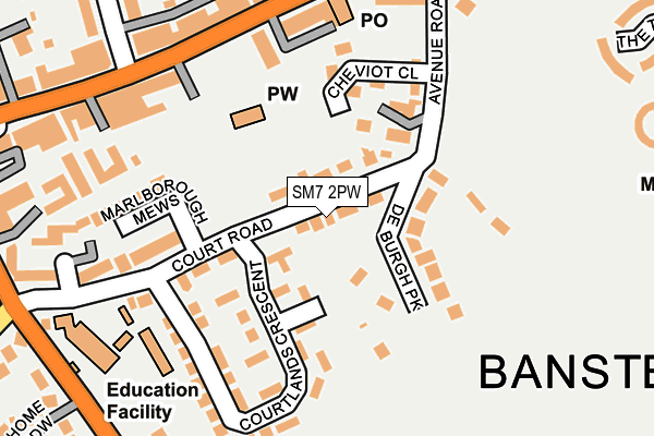 SM7 2PW map - OS OpenMap – Local (Ordnance Survey)