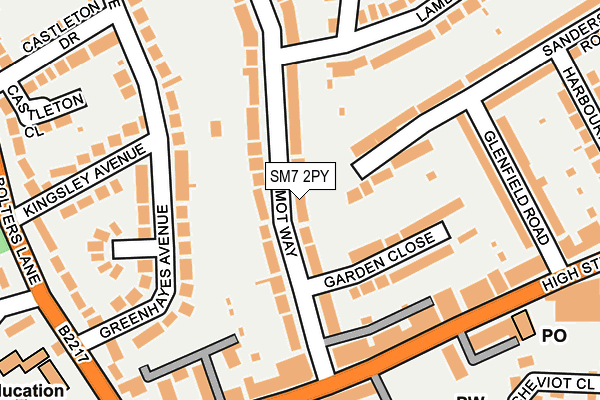 SM7 2PY map - OS OpenMap – Local (Ordnance Survey)