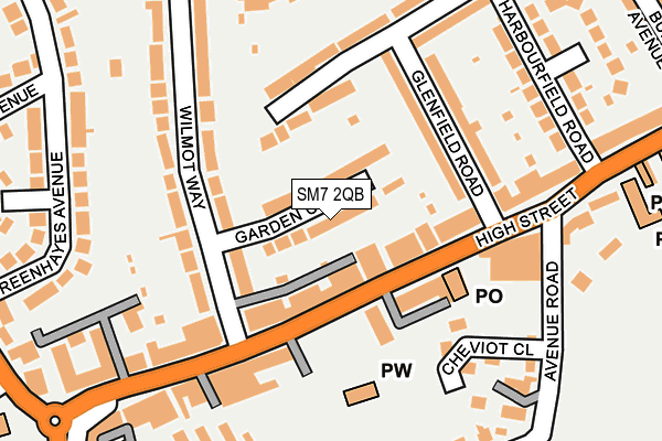 SM7 2QB map - OS OpenMap – Local (Ordnance Survey)