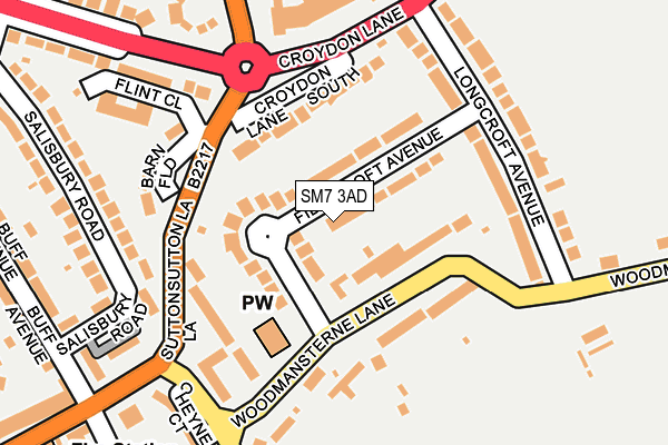 SM7 3AD map - OS OpenMap – Local (Ordnance Survey)