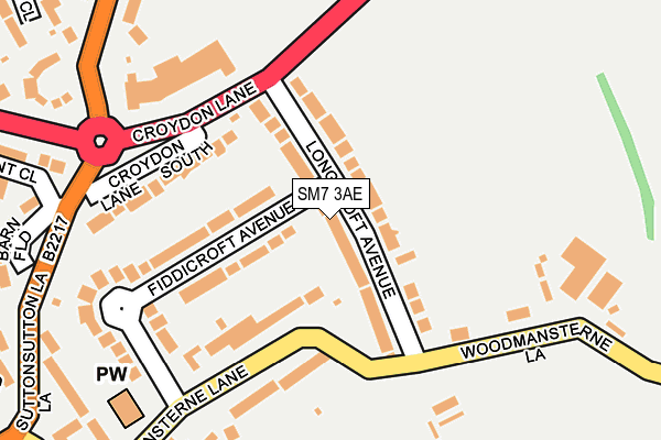 SM7 3AE map - OS OpenMap – Local (Ordnance Survey)