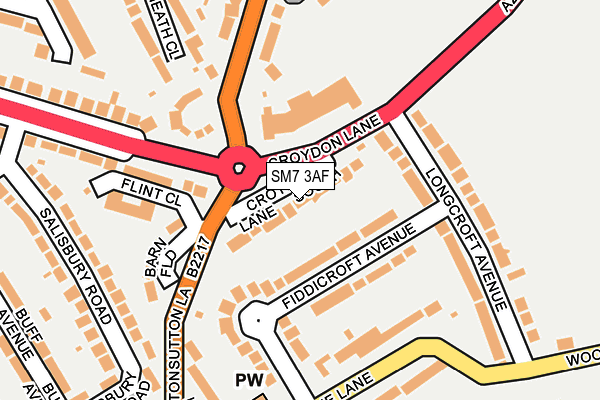 SM7 3AF map - OS OpenMap – Local (Ordnance Survey)