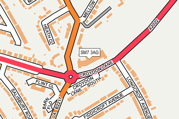 SM7 3AG map - OS OpenMap – Local (Ordnance Survey)