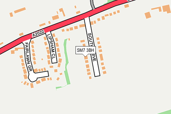 SM7 3BH map - OS OpenMap – Local (Ordnance Survey)