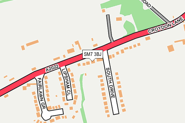 SM7 3BJ map - OS OpenMap – Local (Ordnance Survey)