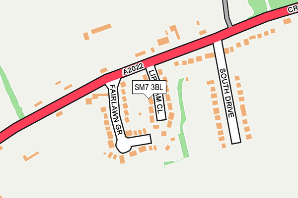 SM7 3BL map - OS OpenMap – Local (Ordnance Survey)