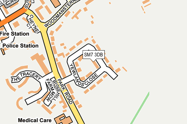 SM7 3DB map - OS OpenMap – Local (Ordnance Survey)