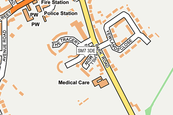 SM7 3DE map - OS OpenMap – Local (Ordnance Survey)