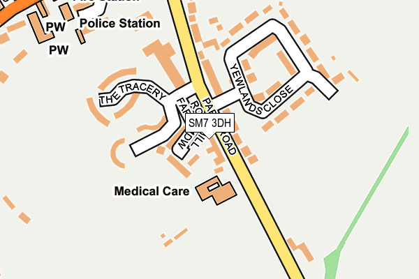 SM7 3DH map - OS OpenMap – Local (Ordnance Survey)