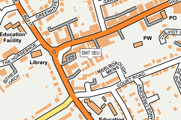 SM7 3EU map - OS OpenMap – Local (Ordnance Survey)