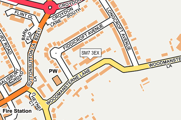 SM7 3EX map - OS OpenMap – Local (Ordnance Survey)