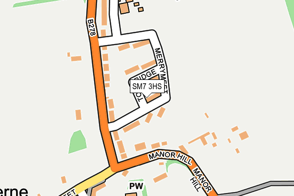 SM7 3HS map - OS OpenMap – Local (Ordnance Survey)