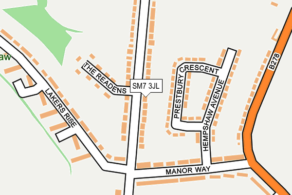 SM7 3JL map - OS OpenMap – Local (Ordnance Survey)