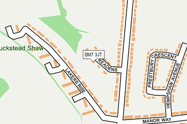 SM7 3JT map - OS OpenMap – Local (Ordnance Survey)